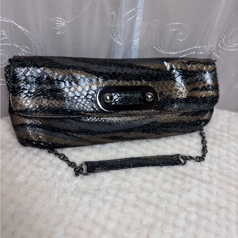 Hobo International Tiger Snake Exotic Patent Leather Handle Purse - Picture 6 of 15